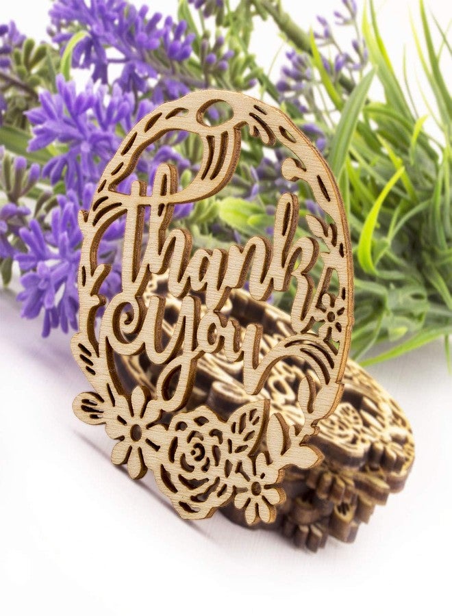 Summer-Ray.com Summer-Ray 50pcs Wooden Laser Cut Thank You Floral Wedding Birthday Party Rustic Favor Gift Tags - Image 2